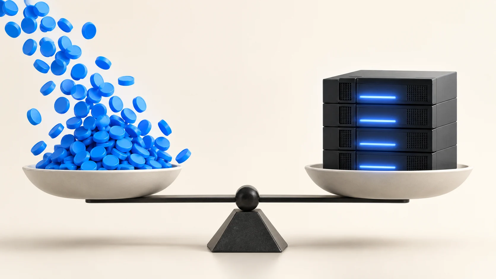 A balance comparing growing token usage with fixed private compute capacity