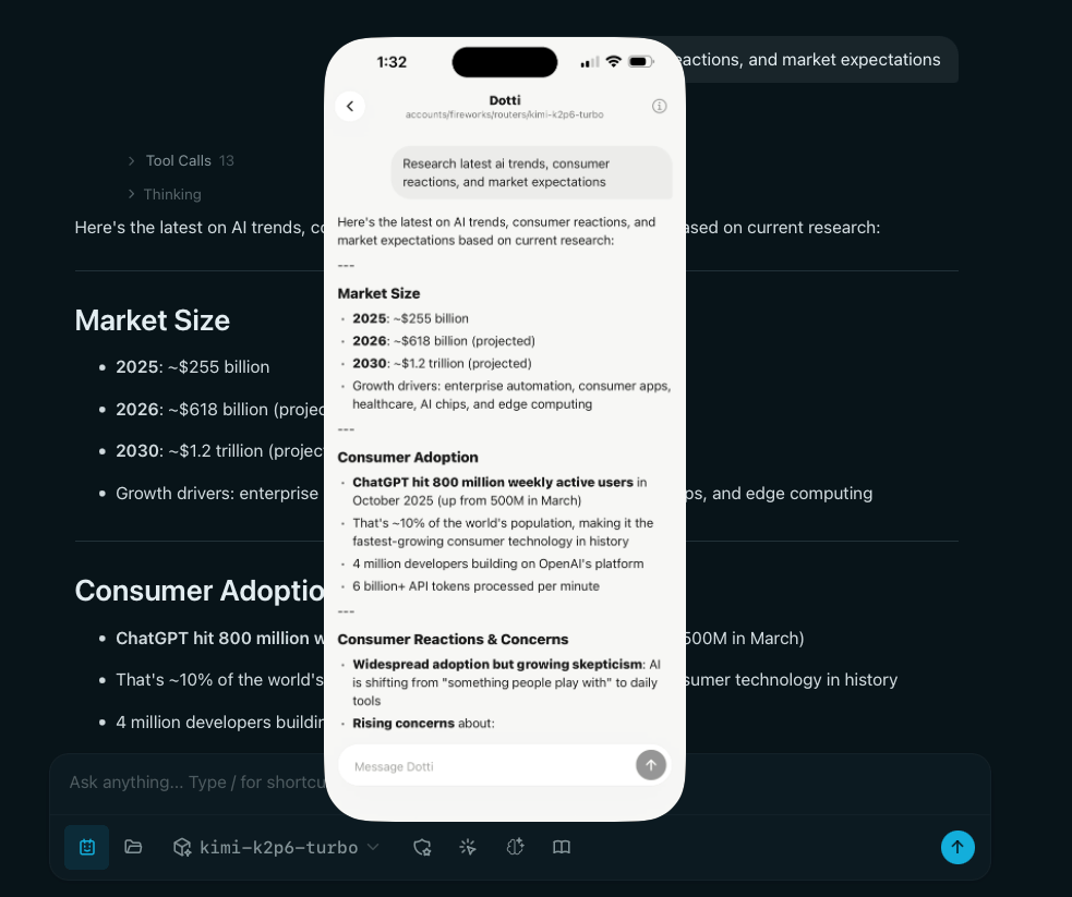 Msty Claw Go mobile preview