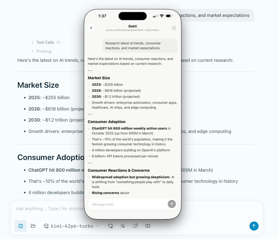 Msty Claw Go mobile preview